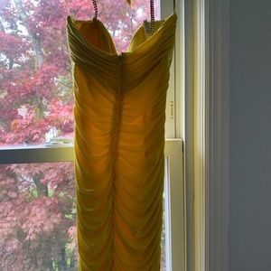 Beautiful yellow dress with rhinestones on straps great condition,
